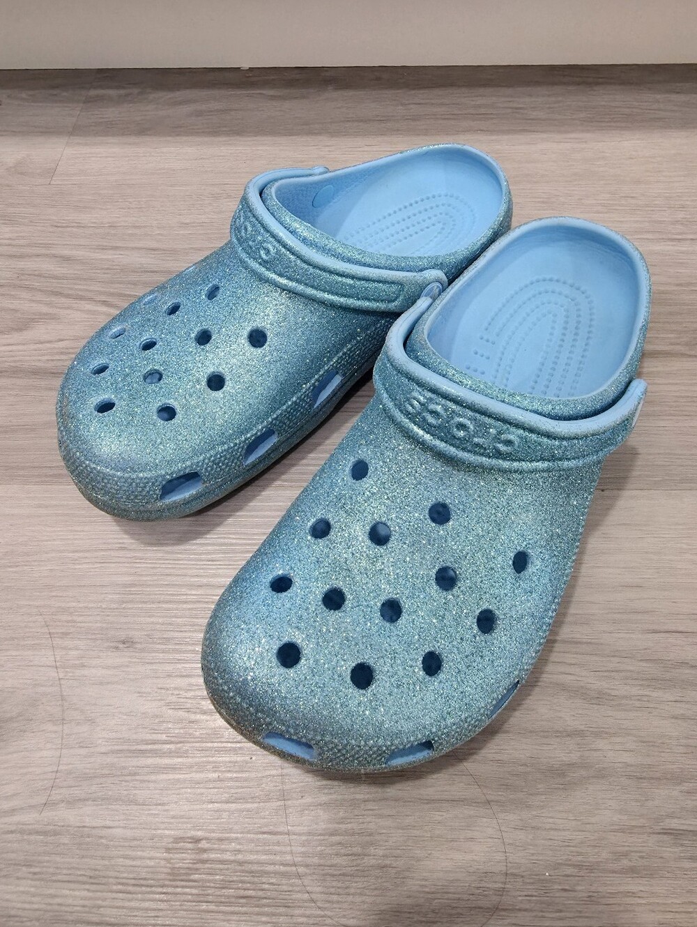 Blue Glitter Crocs 9/11